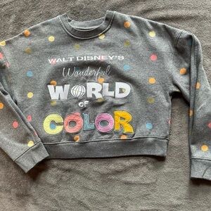 Disney Gray Crewneck Sweater with Multicolor Polka Dots